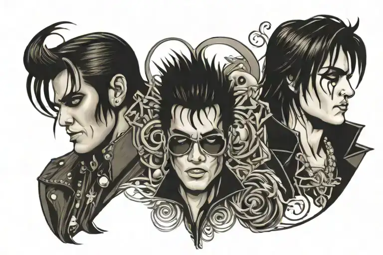 Combine motifs from Motley Crue and Elvis Presley in a tattoo design tattoo design idea