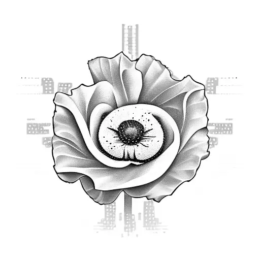 cyber sigilism poppy tattoo design idea