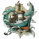 Fishing trawler tattoo design idea