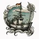 Fishing trawler tattoo design idea