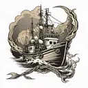 Fishing trawler tattoo design idea