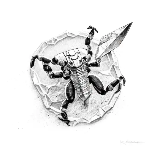 scorpion mortal kombat kunai knife tattoo design idea
