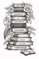 books with the words  Be as Honorable as Reese Conlon Be as Steady as Cameron Roberts Be as Focused as Tori Hunter  Be a tattoo design idea