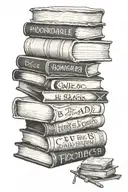 books with the words  Be as Honorable as Reese Conlon Be as Steady as Cameron Roberts Be as Focused as Tori Hunter  Be a tattoo design idea