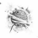 Planet, rocket, Star  tattoo design idea