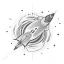 Planet, rocket, Star  tattoo design idea
