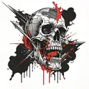 Skull blood shadoe blade mark tattoo design idea