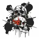 Skull blood shadoe blade mark tattoo design idea