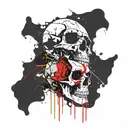Skull blood shadoe blade mark tattoo design idea