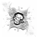 ice cube melting puddle in shape of AB tattoo design idea