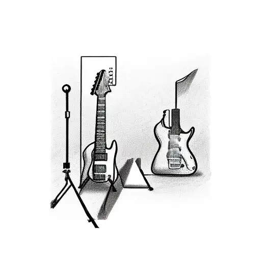 both electric and classic guitar with somethings tattoo design idea