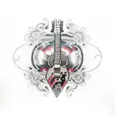 both electric and classic guitar with somethings tattoo design idea