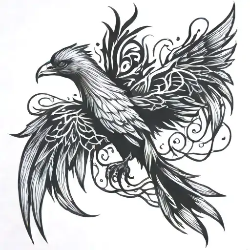 phoenix and veins full arm tattoo design idea