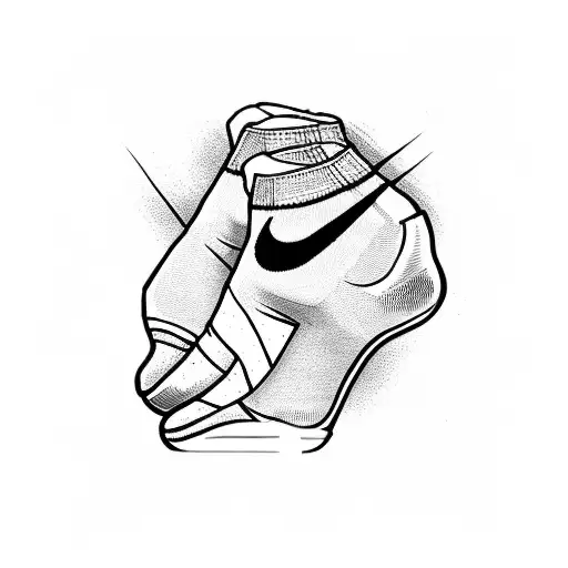 Hammer and white Nike socks crossed like a communist mark tattoo design idea
