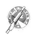 Hammer and white Nike socks crossed like a communist mark tattoo design idea