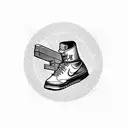 Hammer and white Nike socks crossed like a communist mark tattoo design idea