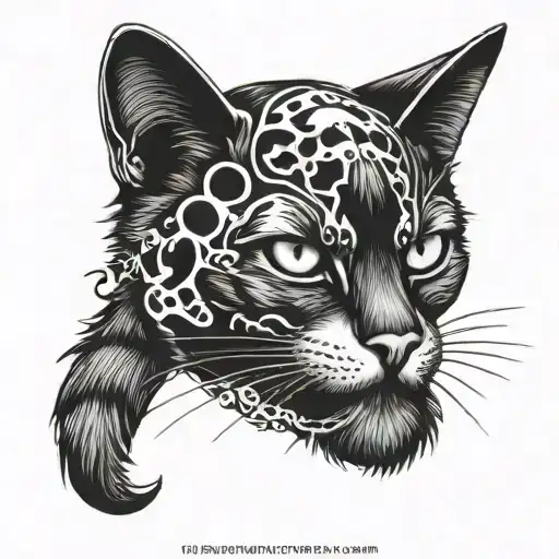 cat with skull and inscription "The Cats" Tattoo Design tattoo design idea