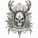 deer skull w bullets text tattoo design idea