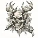 deer skull w bullets text tattoo design idea