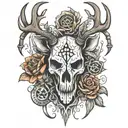 deer skull w bullets text tattoo design idea