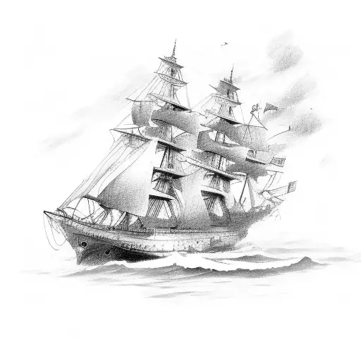 French ship tattoo design idea