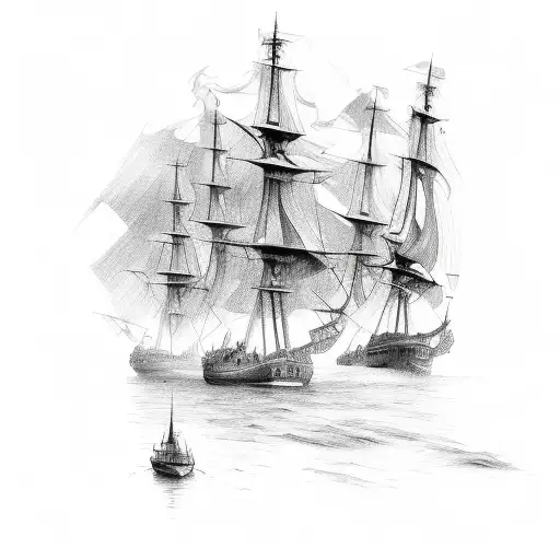 French ship tattoo design idea
