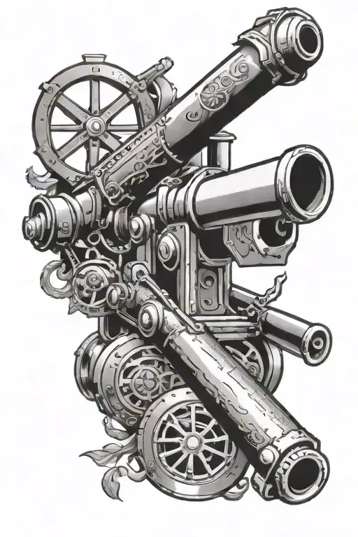 Incorporate Arsenal cannon with traditional Albanian symbols in a sleeve tattoo tattoo design idea