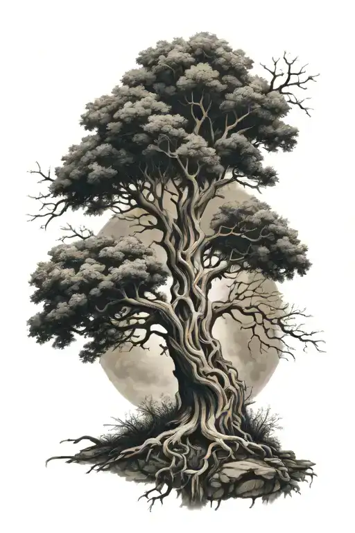 tree of life and death tattoo design idea