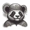 hacker panda wearing a fez tattoo design idea