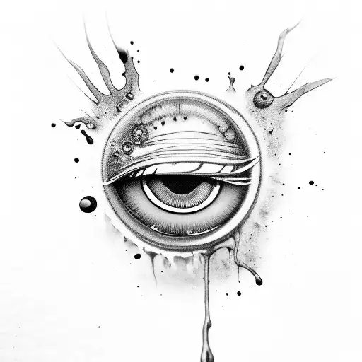 Ink Dripping Melting Eyeball tattoo design idea