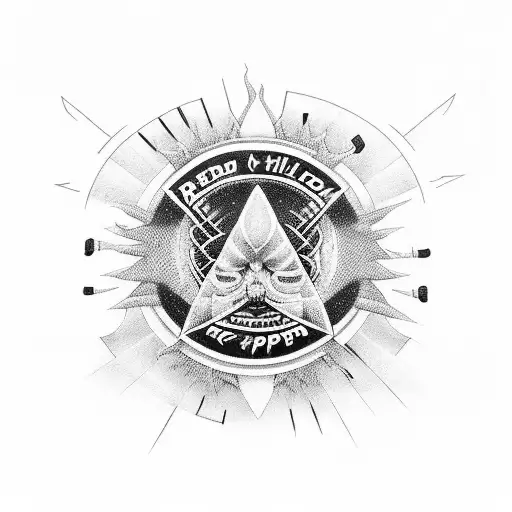 red hot chili peppers logo with saturno and roses tattoo design idea