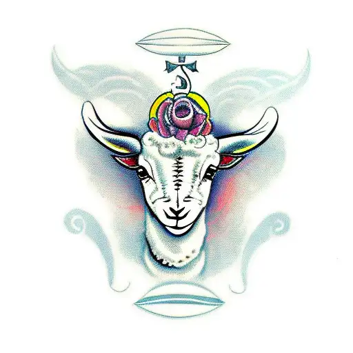 Lamb with seven eyes and seven horns on its head  tattoo design idea