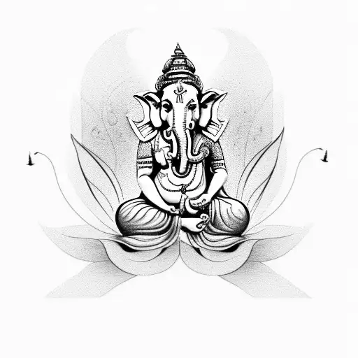 A majestic Lord Ganesha surrounded by a mesmerizing butterfly garden tattoo design idea