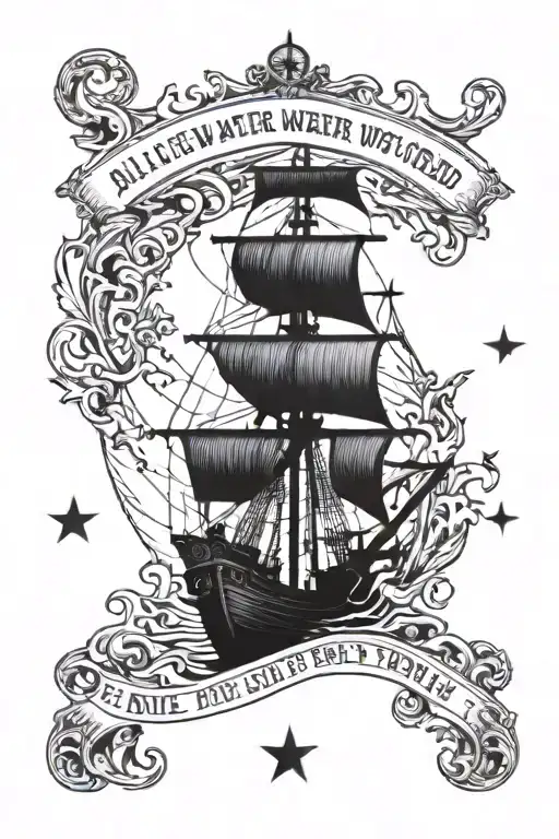 quote "All The Water In The World Can't Sink a Ship Unless It Gets In"  tattoo design idea