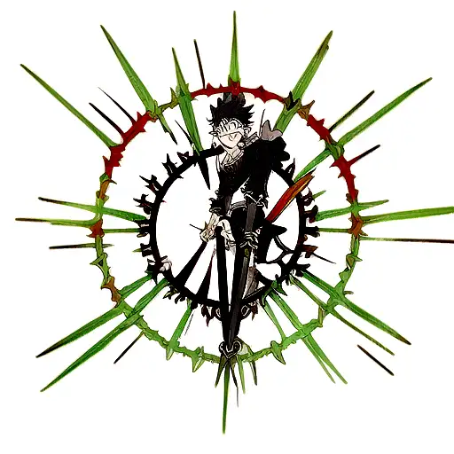 black clover, asta with swords tattoo design idea