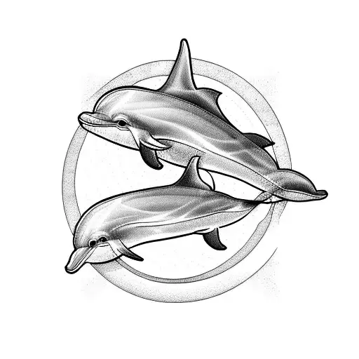 dolphin blue and yellow tattoo design idea