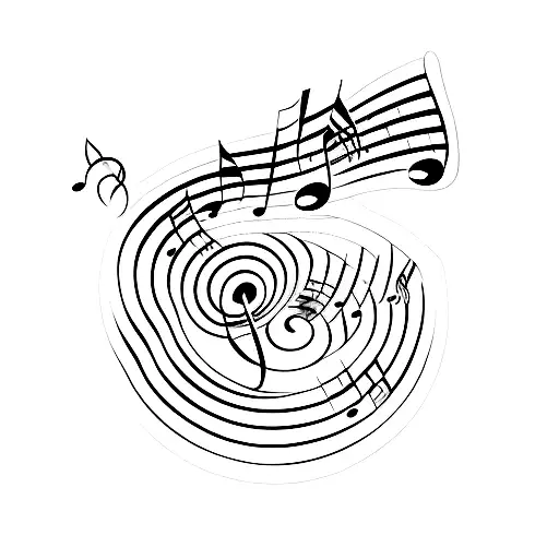 A minimalist tattoo of a coffee bean morphing into a music note tattoo design idea