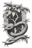 mango tree on ouroboros snake tattoo design idea