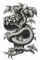 mango tree on ouroboros snake tattoo design idea