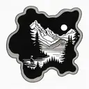 trees fly fishing mountain range tattoo design idea