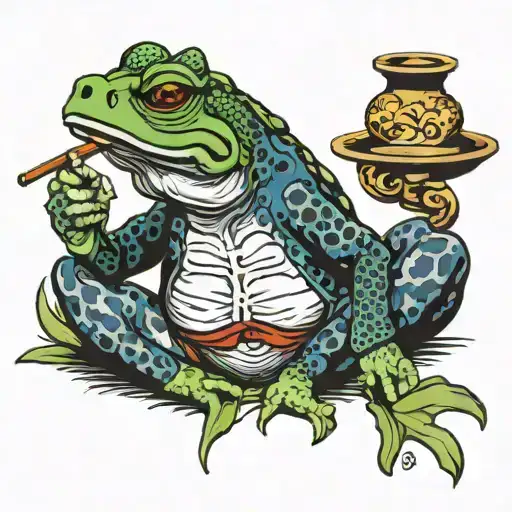 toad smoking a pipe tattoo design idea
