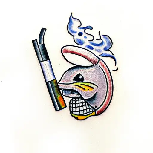 alien smoking cigarette tattoo design idea