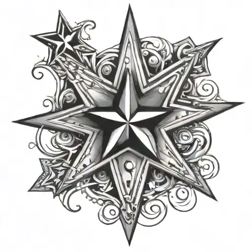 5 point star tattoo design idea