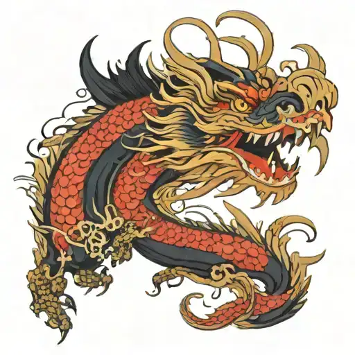 japanese dragon with the head of a crow flying tattoo design idea