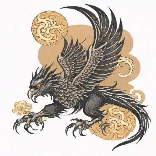 crow dragon flying tattoo design idea