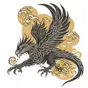 crow dragon flying tattoo design idea