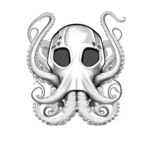 A goalie mask with an octopus tentacle incorporated into the design tattoo design idea