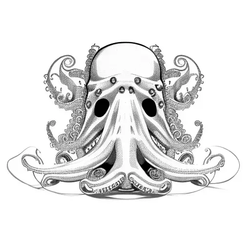 A hockey goalie mask with an octopus tentacle incorporated into the design tattoo design idea