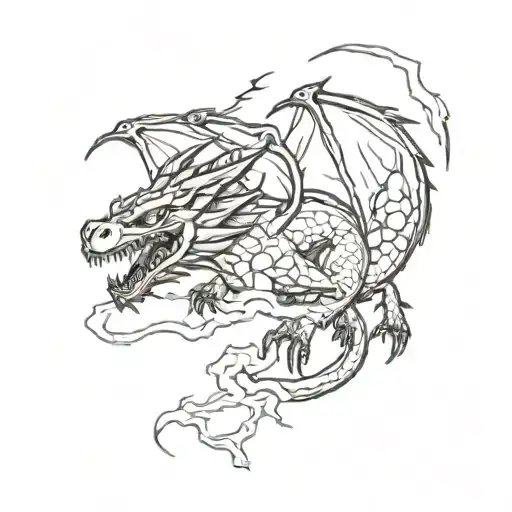 dragon and lightning storm tattoo design idea