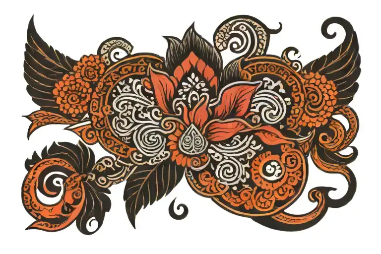 A tattoo, a little Indonesian, located in the lower back, 5cm high and horizontal tattoo design idea